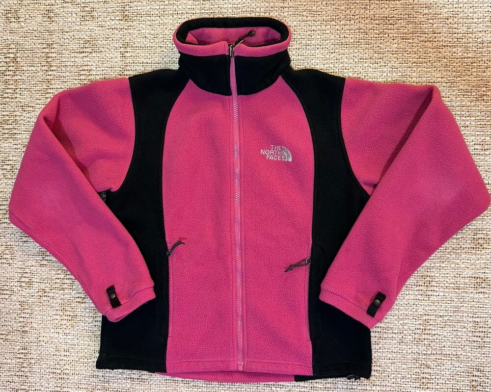 The North Face Full Zip Fleece Jacket Womens XS Pink Black Outdoor Gorpcore
